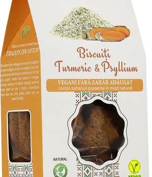 Biscuiti vegani fara zahar cu turmeric si psyllium150gr
