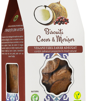 Biscuiti vegani fara zahar cu cocos si merisor 150gr